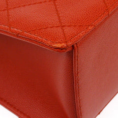 Chanel Vintage Top Handle Flap Bag Quilted Caviar