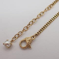 Gucci Interlocking G Pearl Drop Pendant Necklace Metal with Crystals and Faux Pearl