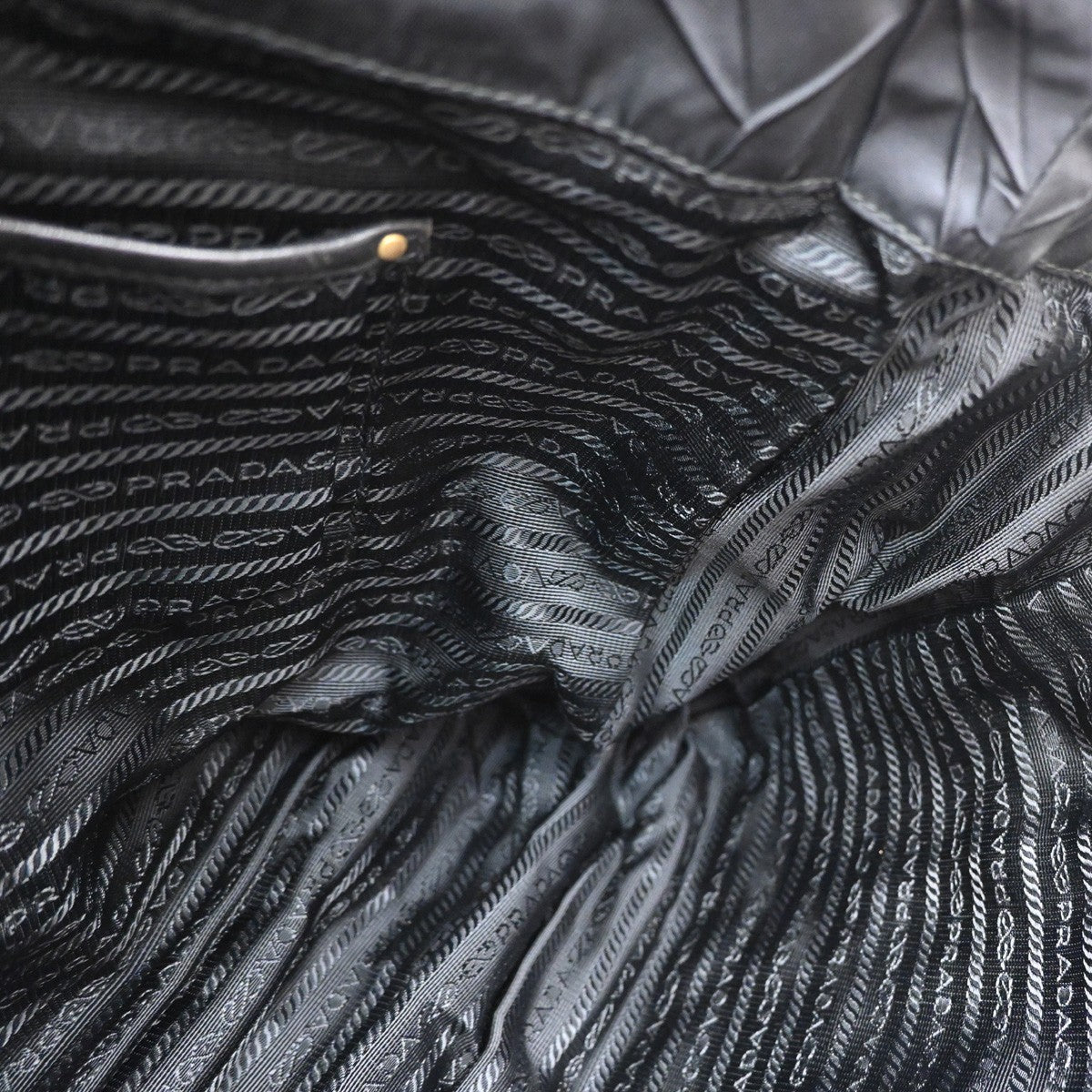 Prada Convertible Side Pocket Tote Chevron Tessuto