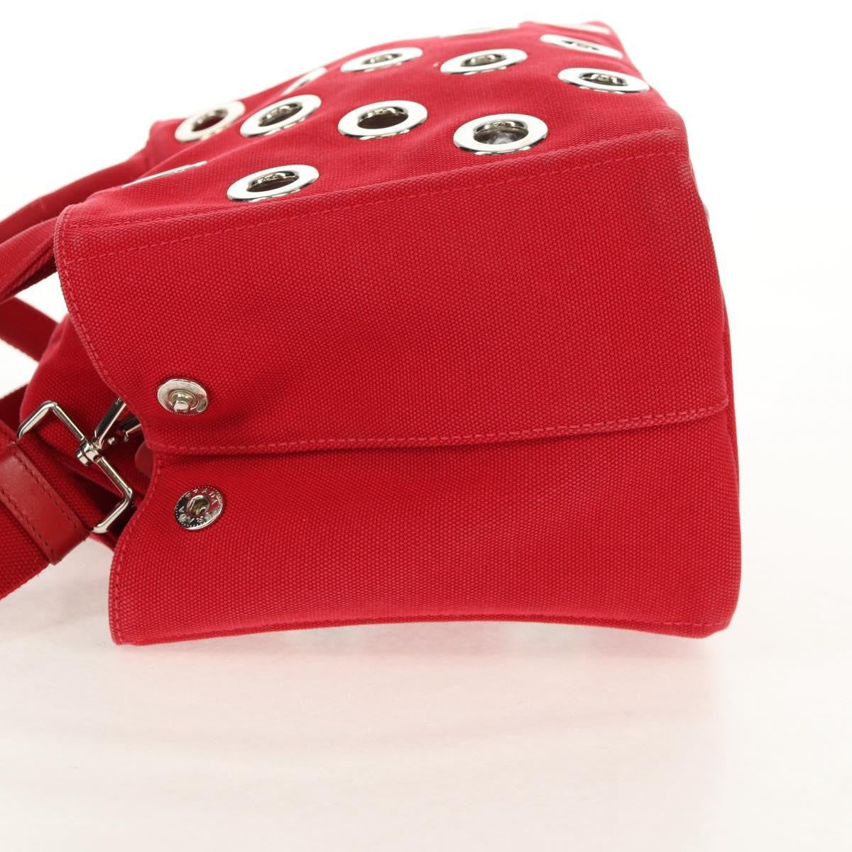 Prada Canapa Convertible Tote Grommet Embellished Canvas
