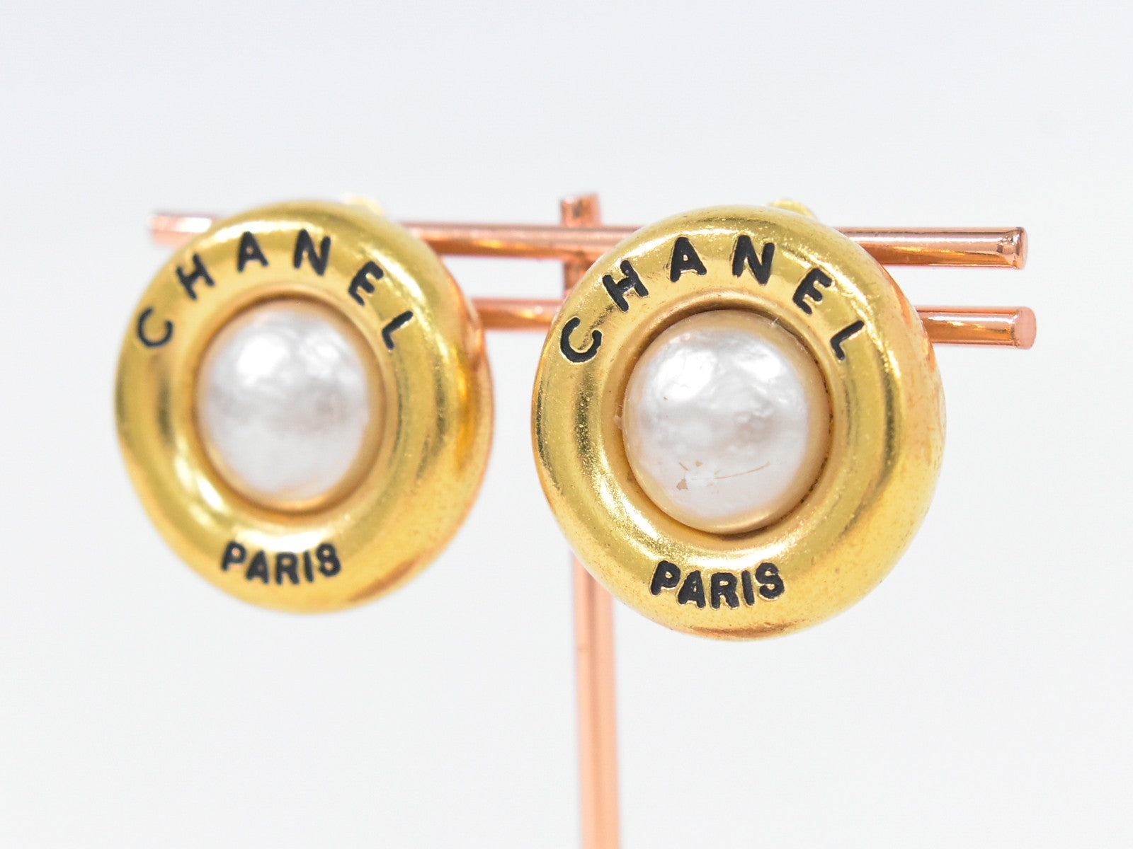 Chanel CC Hoop Clip-On Earrings Crystal Embellished Metal