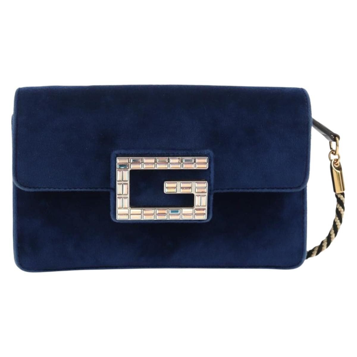 Gucci G Broadway Shoulder Bag Velvet with Crystals