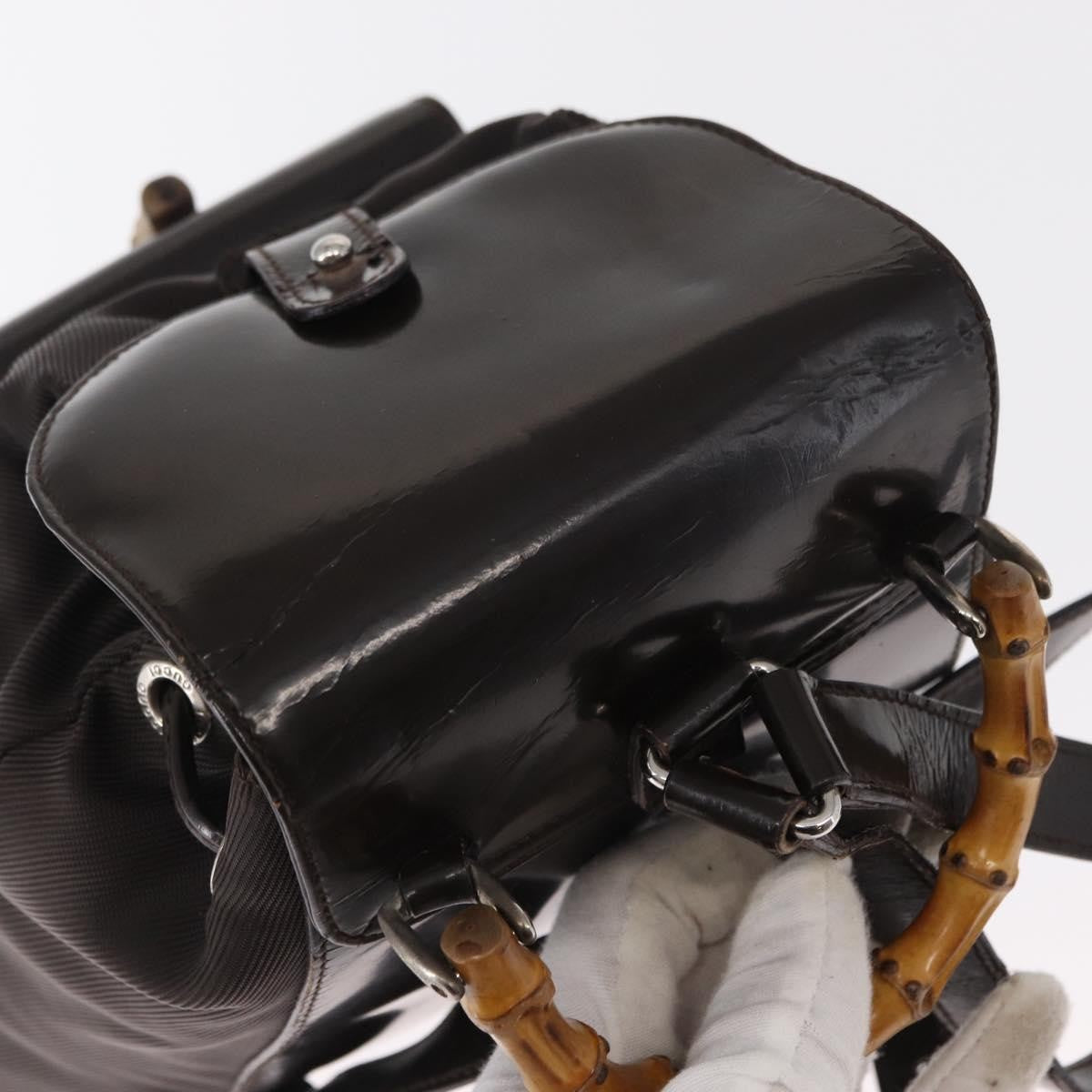 Gucci Vintage Bamboo Backpack Nylon and Patent Leather
