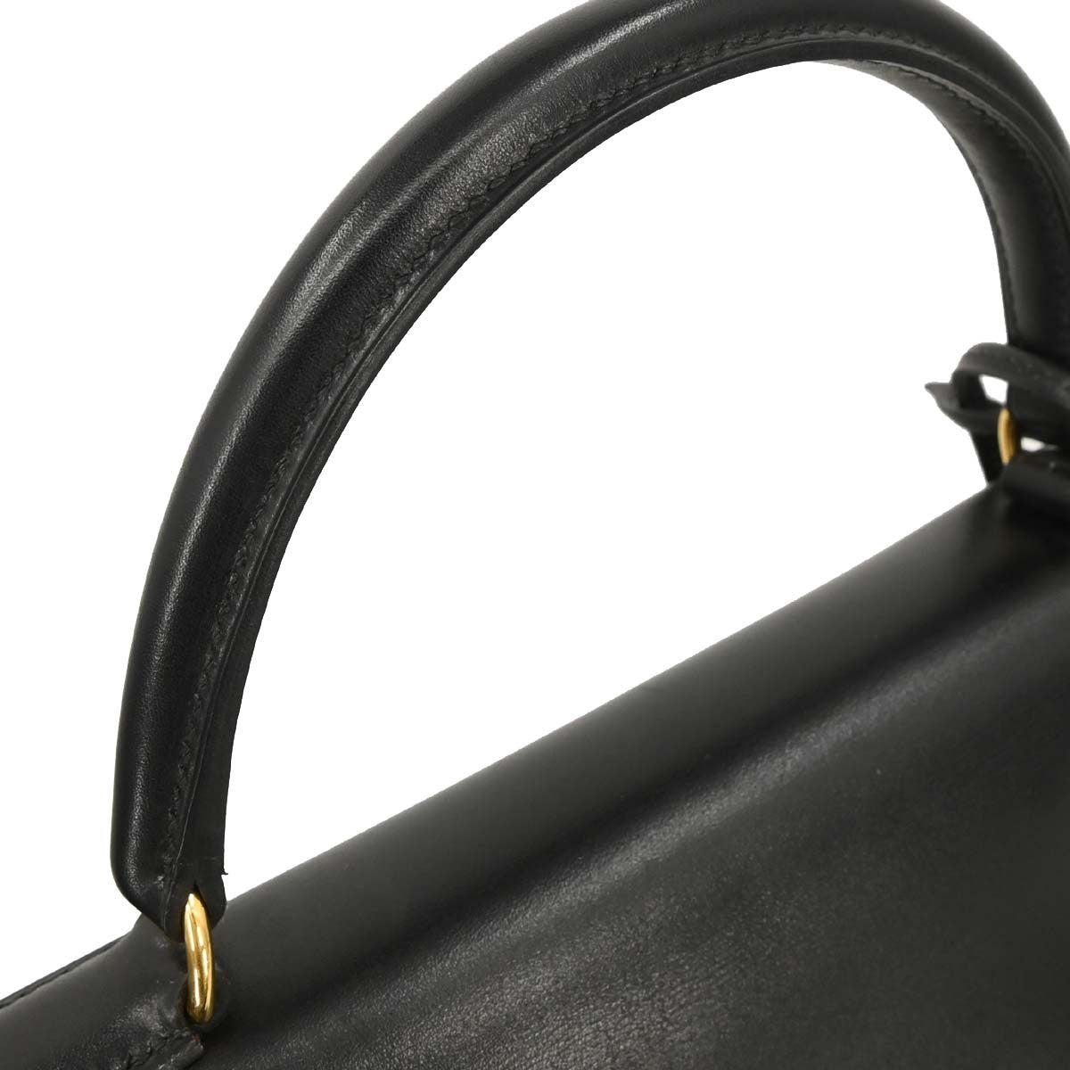 Hermes Kelly Handbag Black Box Calf with Gold Hardware