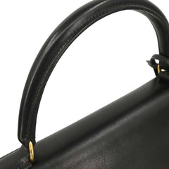 Hermes Kelly Handbag Black Box Calf with Gold Hardware