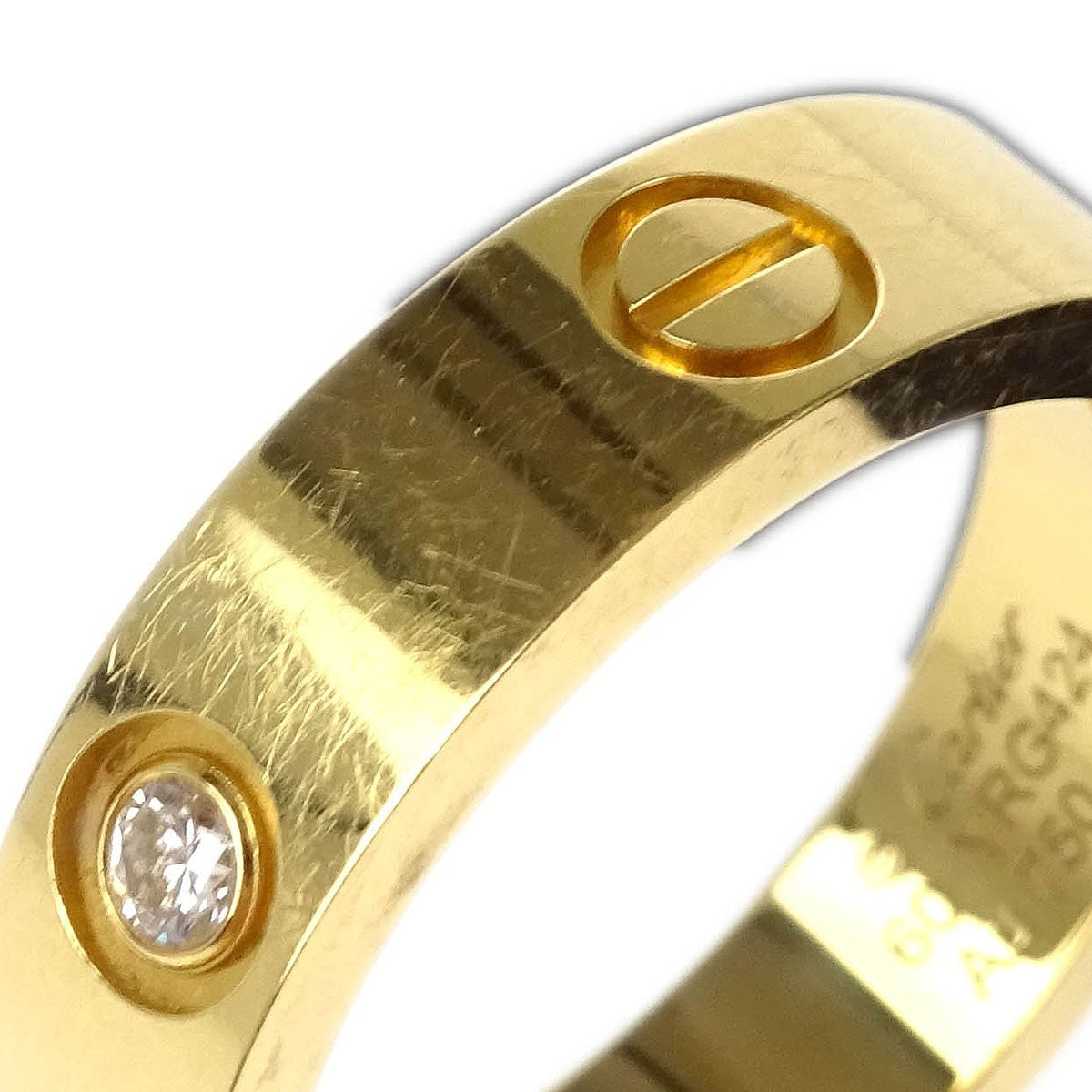 Cartier Love Wedding Band 1 Diamond Ring 18K Yellow Gold with Diamond