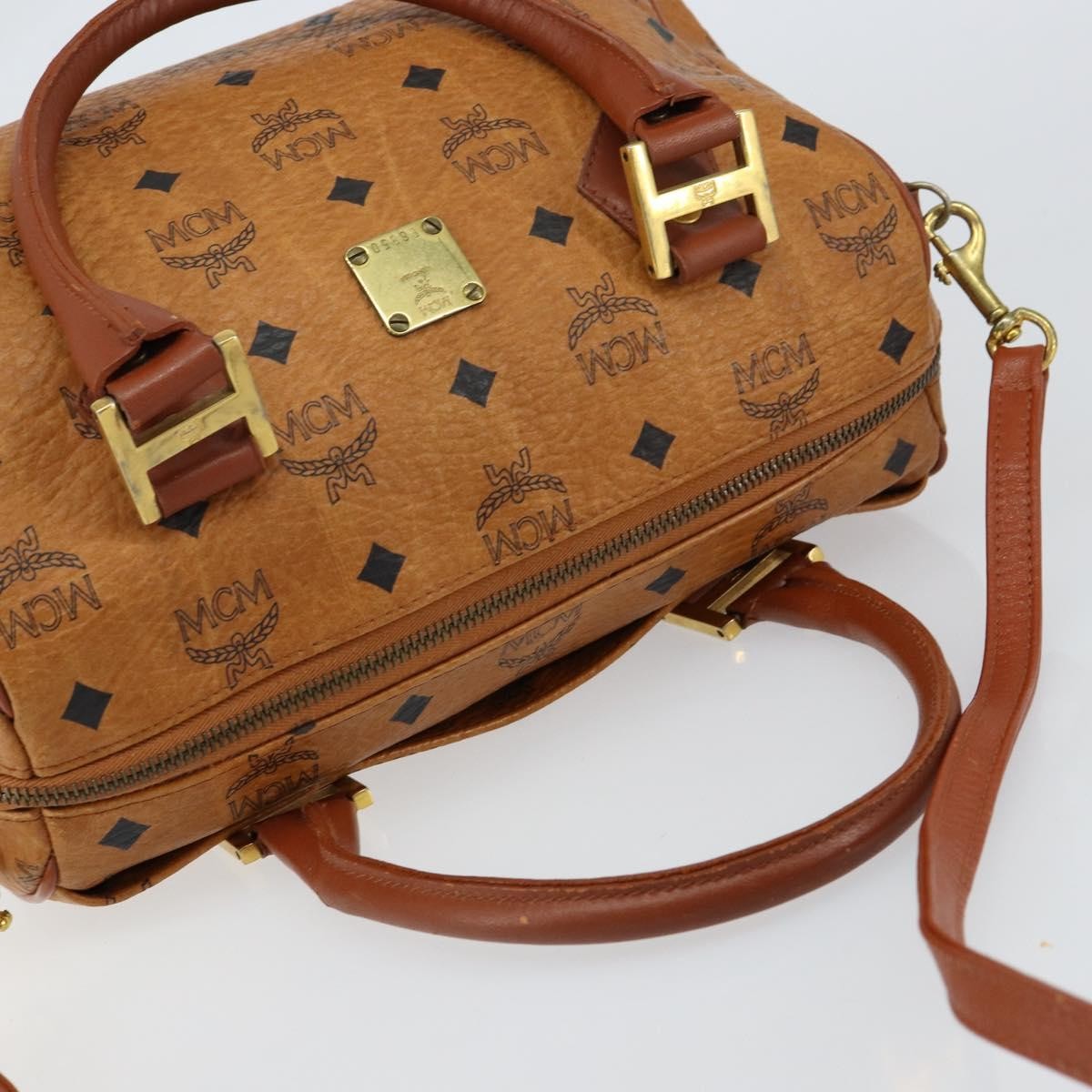 MCM Visetos Handbag Canvas and Leather
