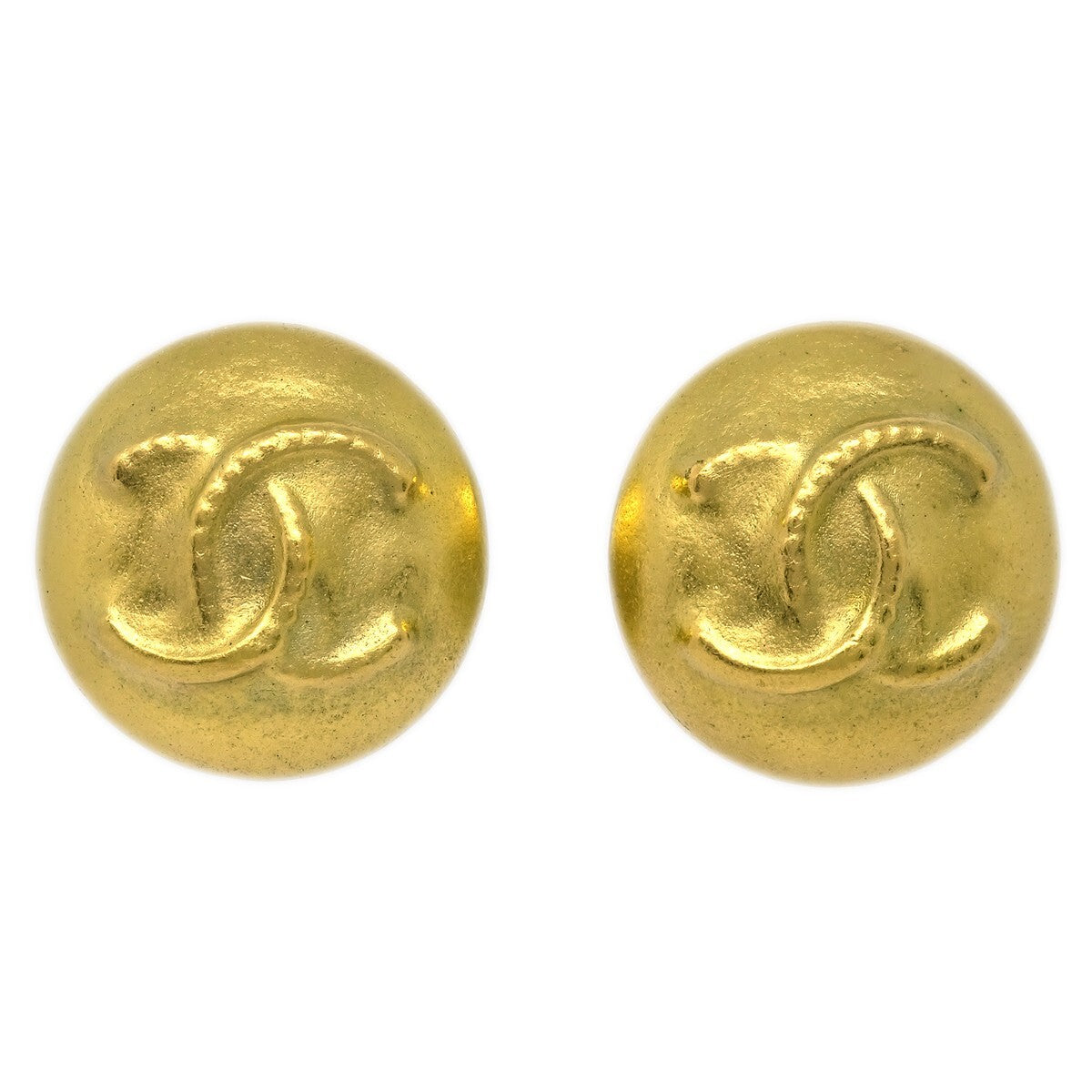Chanel Vintage CC Round Clip-On Earrings Metal