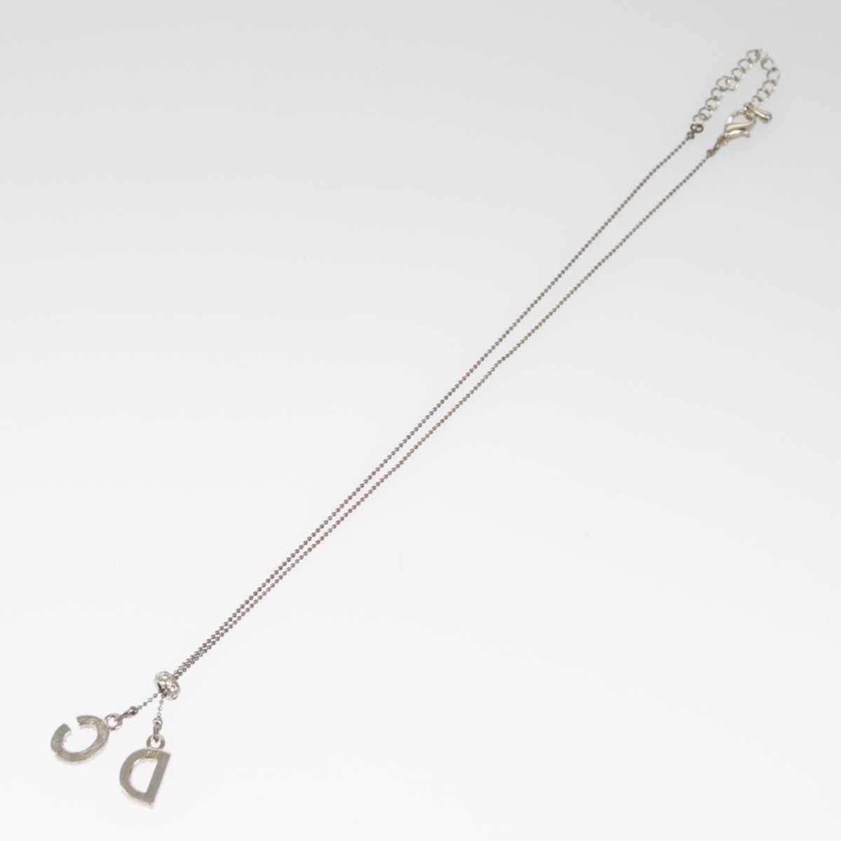 Christian Dior Bow CD Pendant Necklace Metal with Crystal