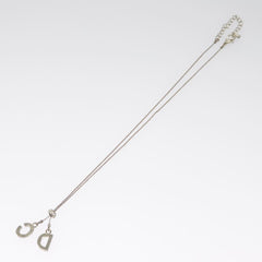 Christian Dior Bow CD Pendant Necklace Metal with Crystal