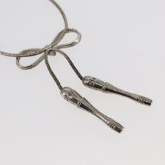 Christian Dior Bow CD Pendant Necklace Metal with Crystal