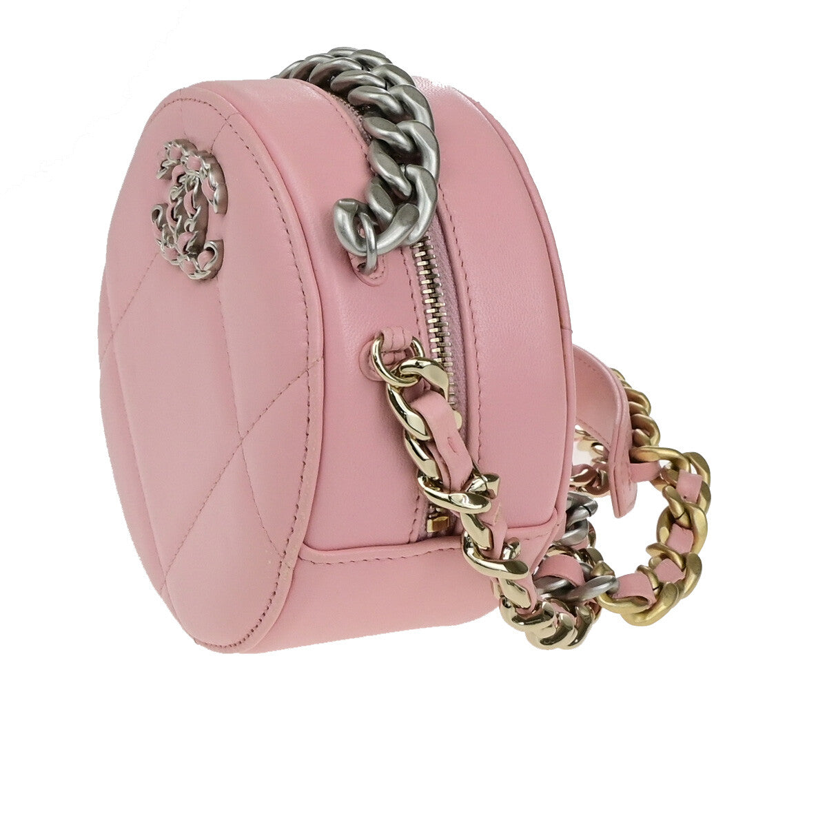 Chanel 19 Round Clutch with Chain Quilted Leather