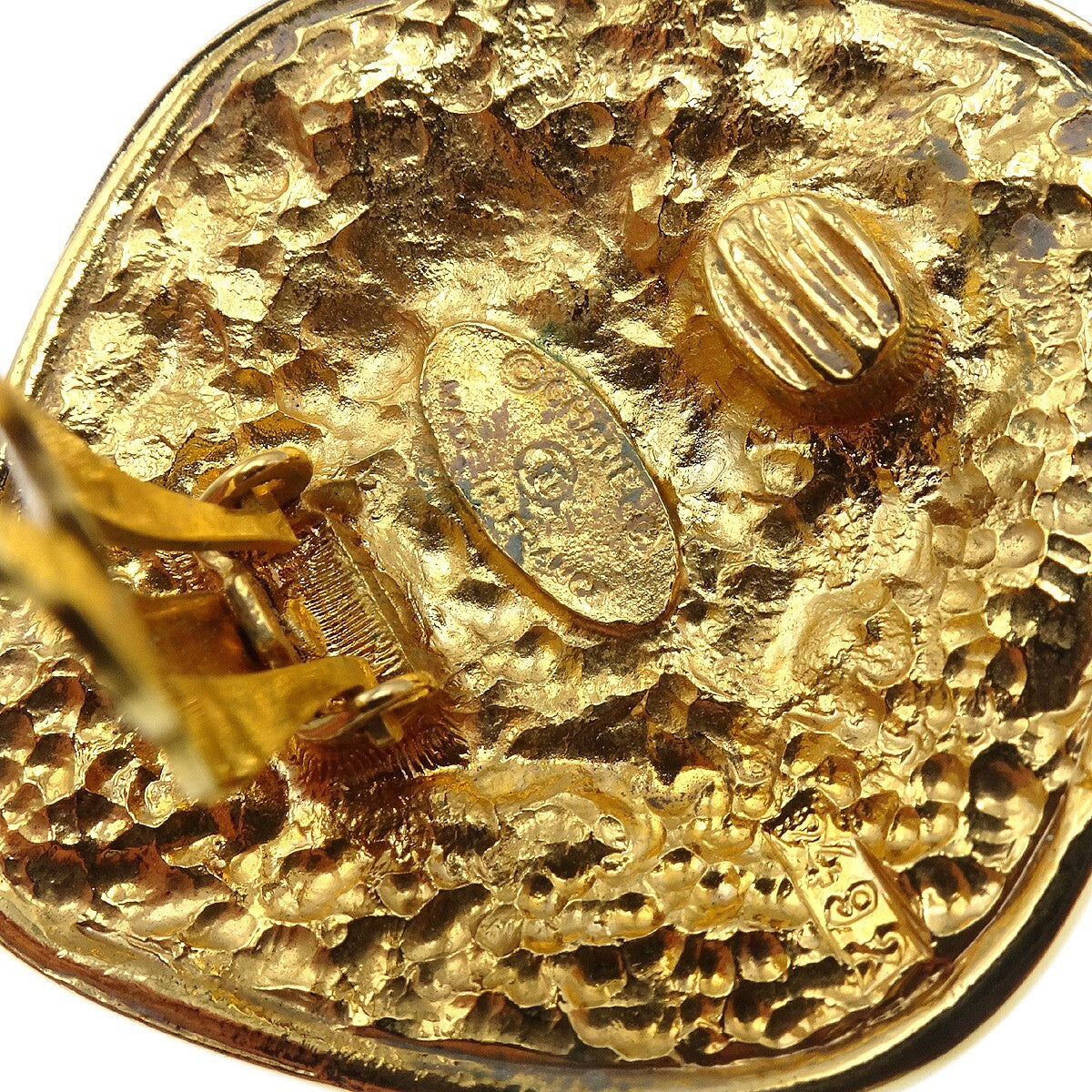 Chanel Vintage Diamond Clip-On Earrings Gold-plated