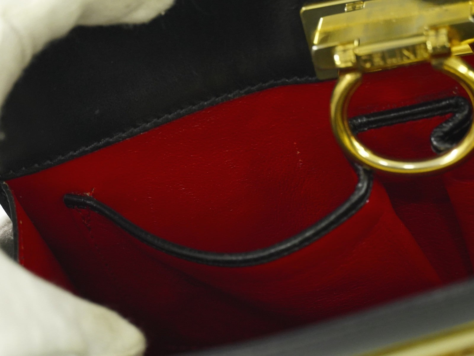 Celine Gancini Handbag Leather