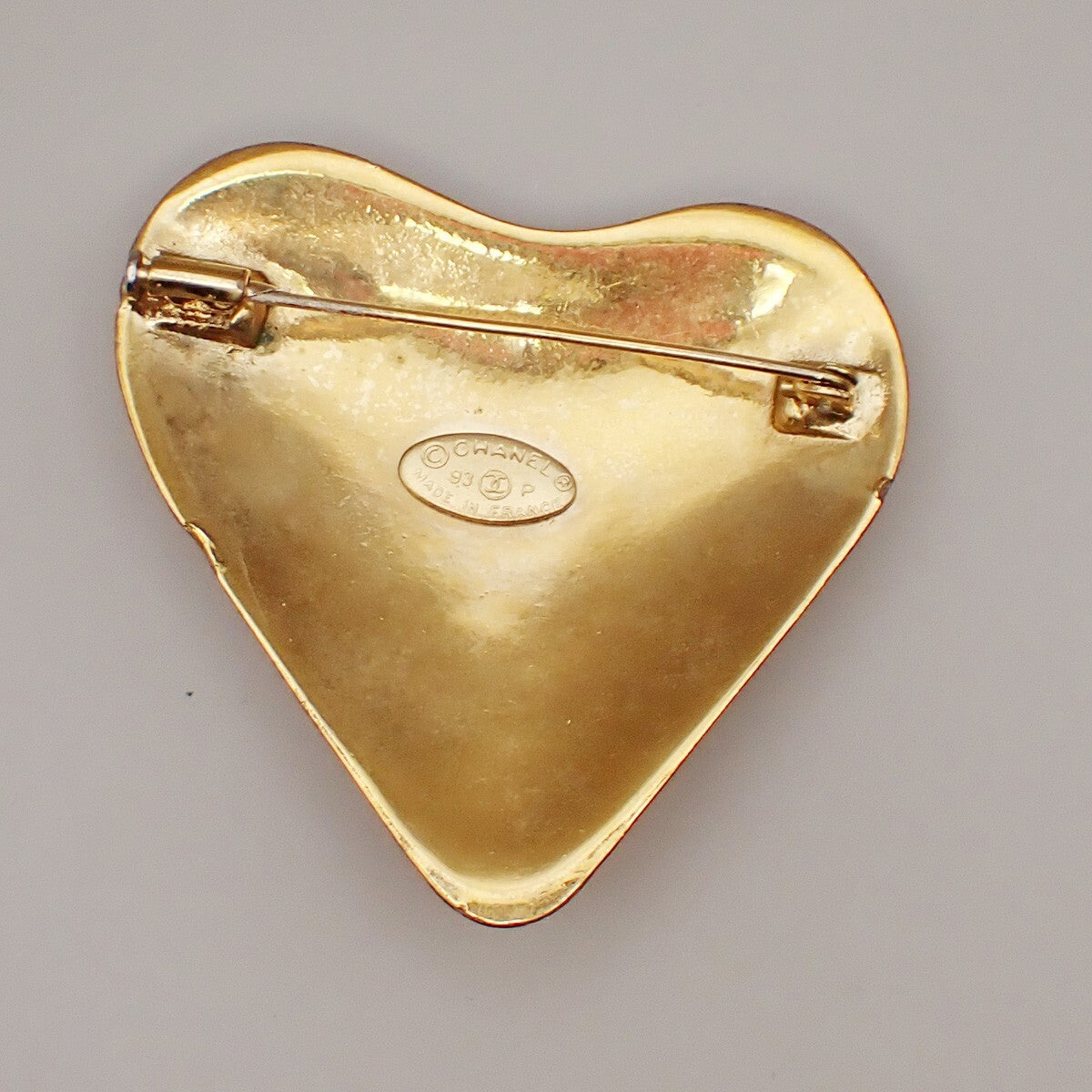 Chanel Vintage CC Heart Brooch Metal