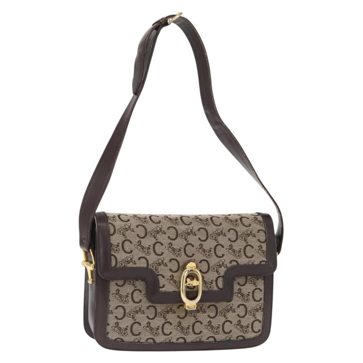 Celine Vintage C Sulky Horsebit Shoulder bag Canvas and Leather