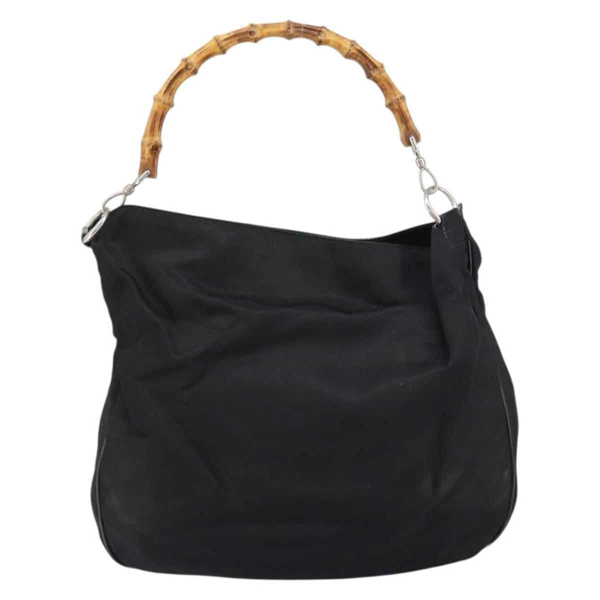 Gucci Vintage Bamboo Handle Open Hobo Nylon