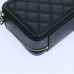 Chanel Filigree Vanity Clutch with Chain Quilted Caviar