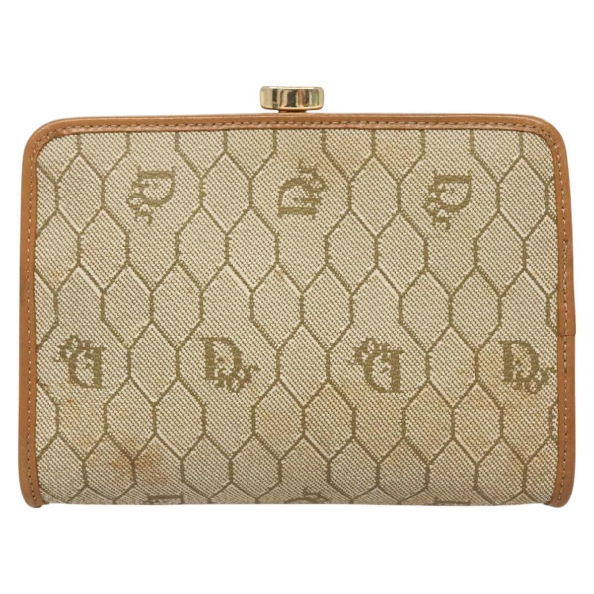 Christian Dior Vintage Honeycomb Zip Pouch Coated Canvas