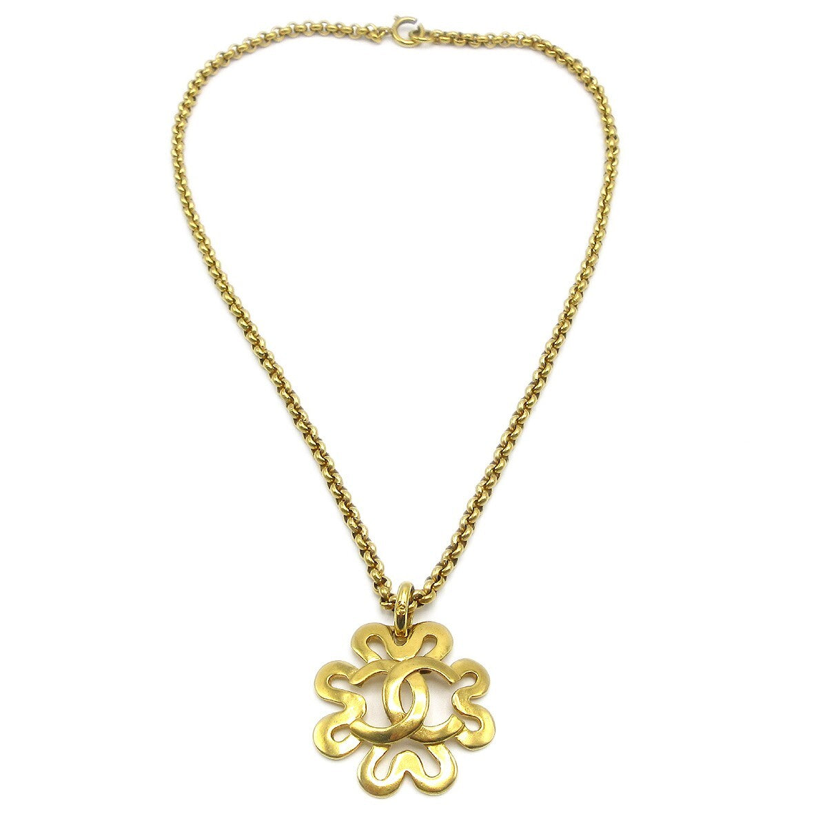 Chanel CC Flower Pendant Necklace Metal