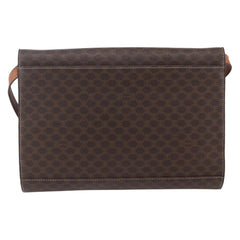 Celine Vintage Macadam Circle Logo Shoulder Bag Canvas and Leather