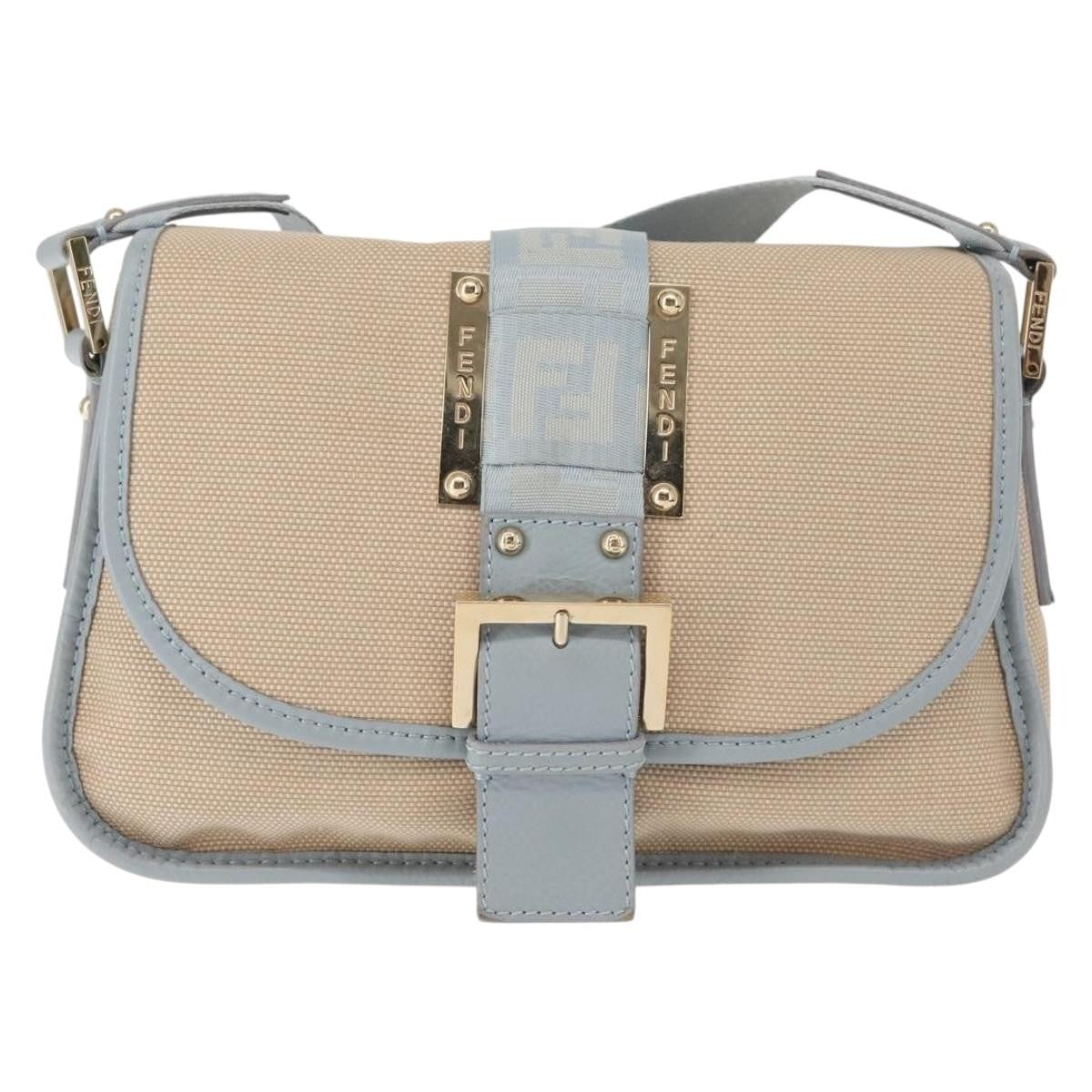 Fendi Logo Flap Shoulder Bag Canvas
