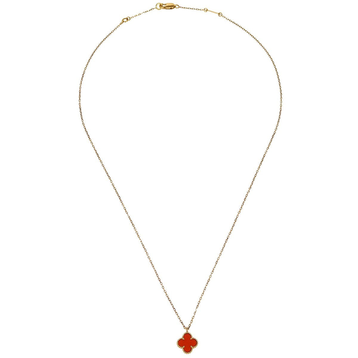 Van Cleef & Arpels Magic Alhambra Pendant Long Necklace 18K Yellow Gold and Carnelian