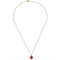Van Cleef & Arpels Magic Alhambra Pendant Long Necklace 18K Yellow Gold and Carnelian
