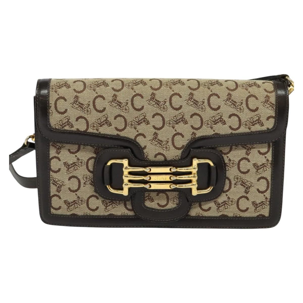 Celine C Sulky Shoulder bag Canvas and Leather