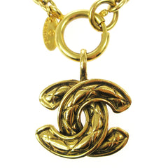 Chanel Vintage Quilted CC Pendant Necklace Metal