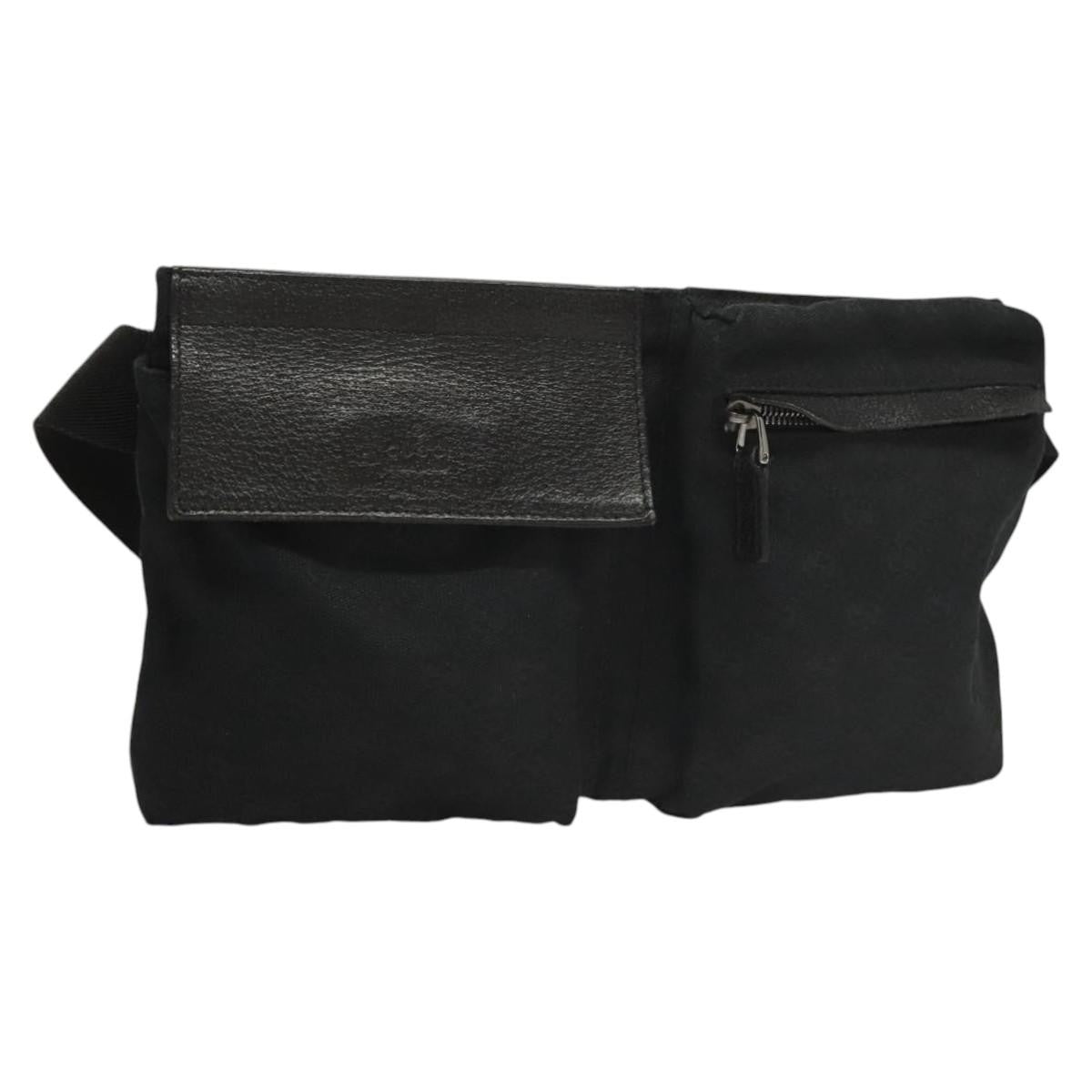 Gucci Vintage Double Belt Bag GG Canvas with Leather