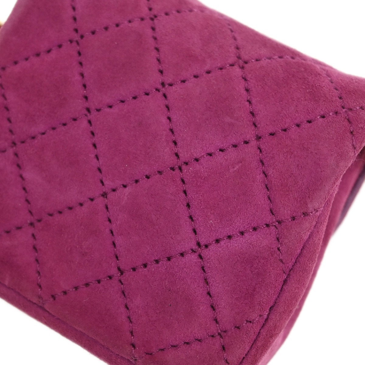 Chanel Vintage Square Classic Single Flap Bag Quilted Suede