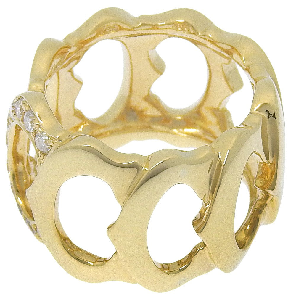 Cartier C de Cartier Link Band Ring 18K Yellow Gold and Pave Diamonds