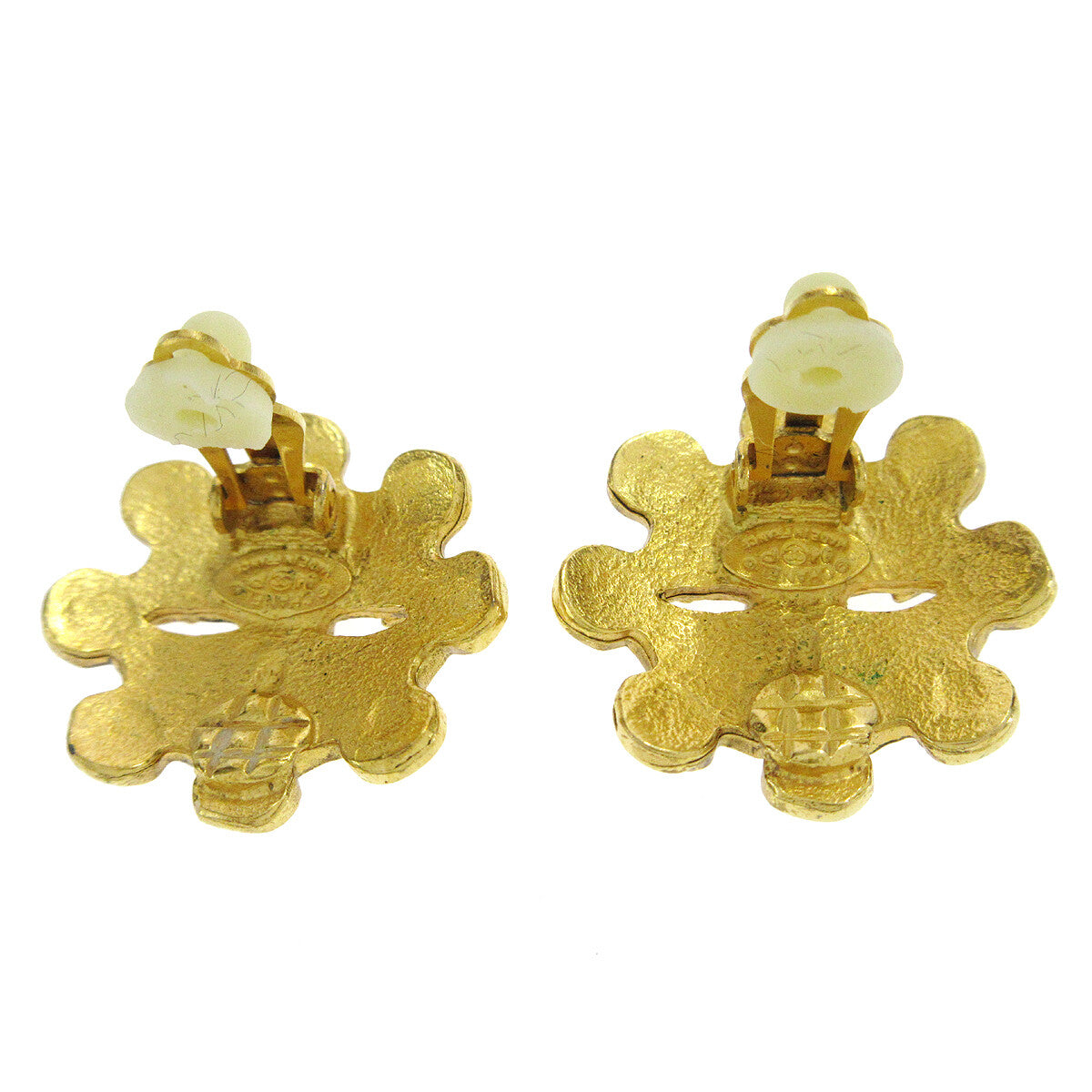 Chanel Vintage Flower Clip-On Earrings Metal