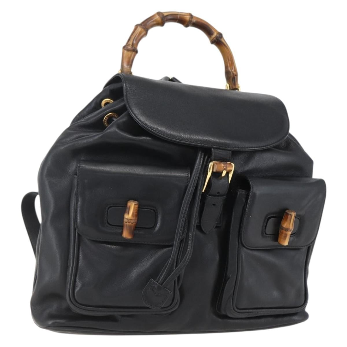 Gucci Vintage Bamboo Backpack Leather