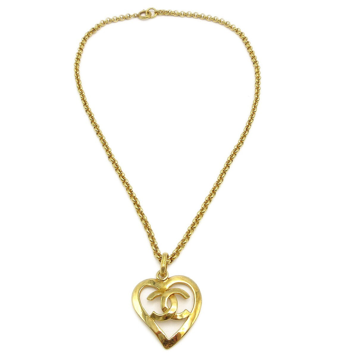 Chanel CC Heart Pendant Necklace Metal