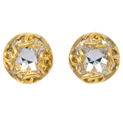Chanel CC Round Earrings Metal and Crystal