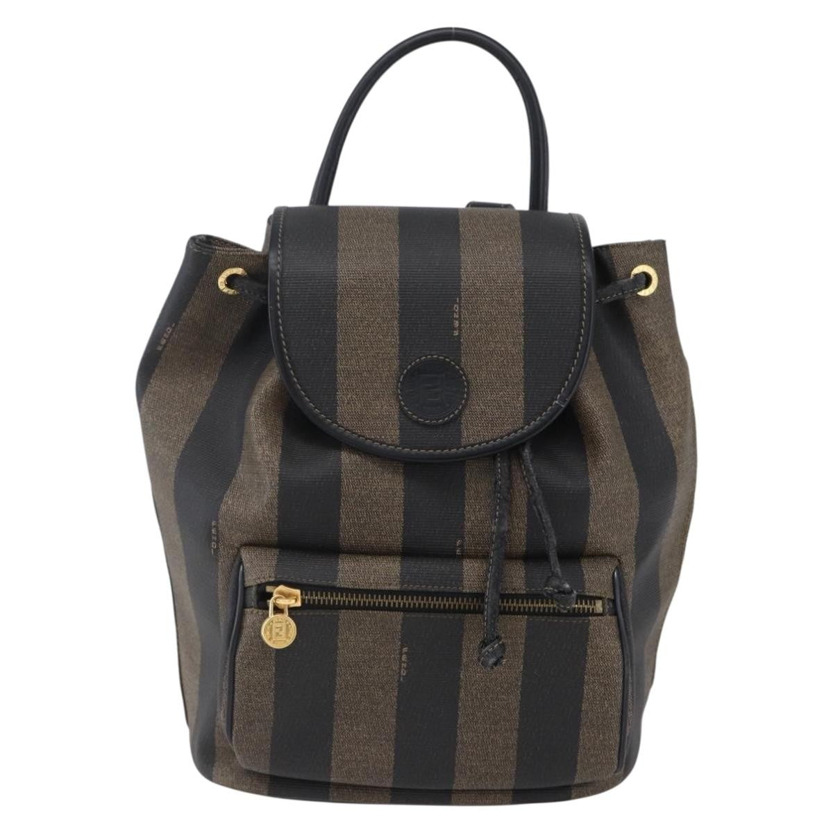 Fendi Pequin Front Pocket Backpack Coated Canvas