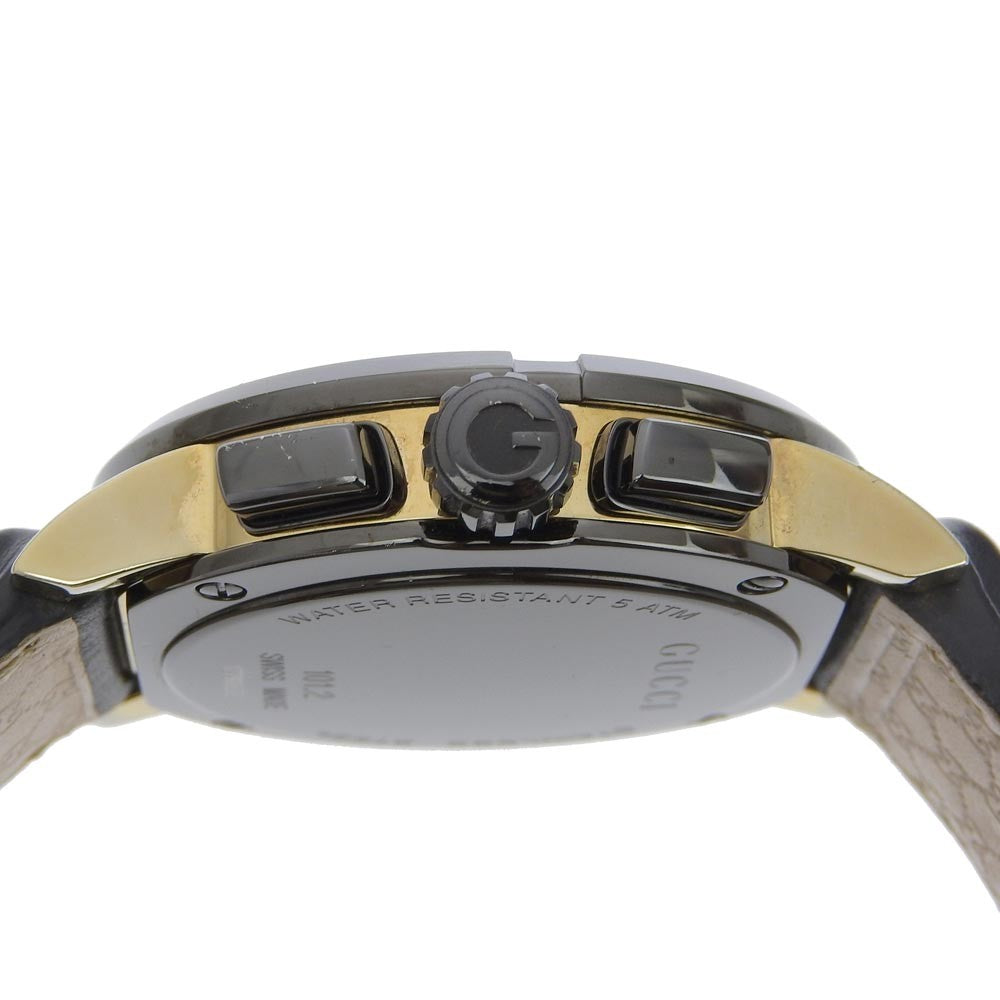 Gucci 101G Chronograph Quartz Watch Stainless Steel and Guccissima Leather with Diamond Markers