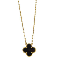 Van Cleef & Arpels Vintage Alhambra Pendant Necklace 18K Yellow Gold and Onyx