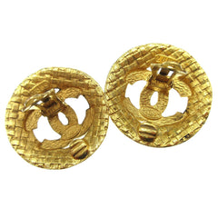 Chanel CC Button Clip-On Earrings Metal