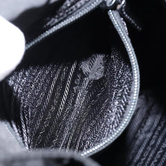 Prada Cinch Buckle Flap Backpack Tessuto with Crocodile Embossed Leather