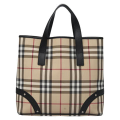 Burberry Vintage Open Tote Coated Canvas with Studded Leather