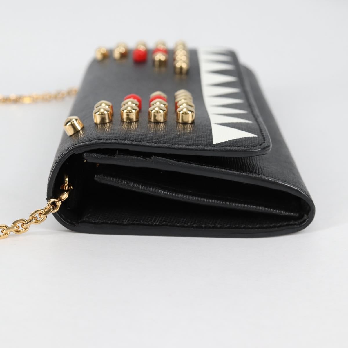 Fendi Monster Wallet on Chain Studded Leather