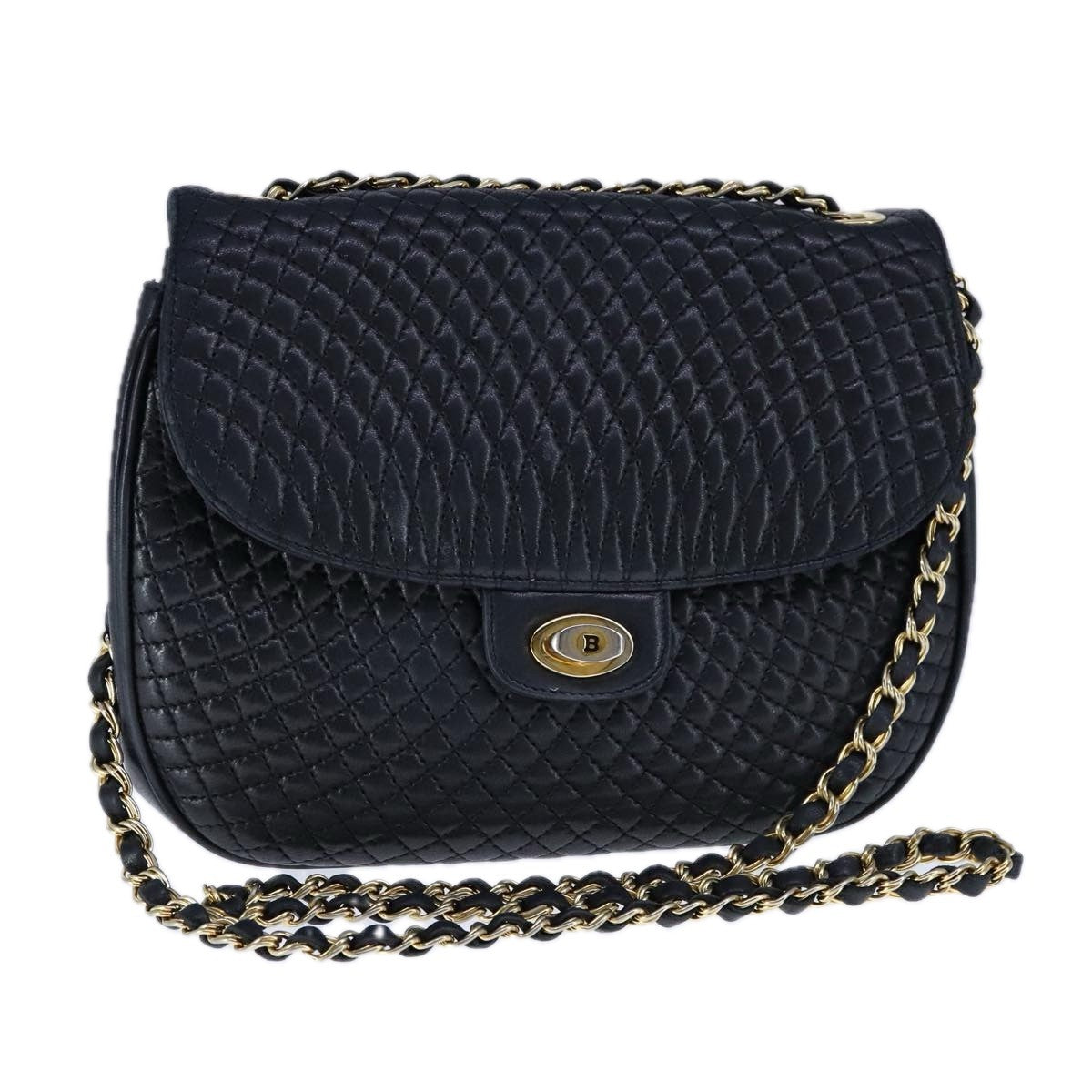 Bally Vintage Chain Shoulder Bag Quilted Leather