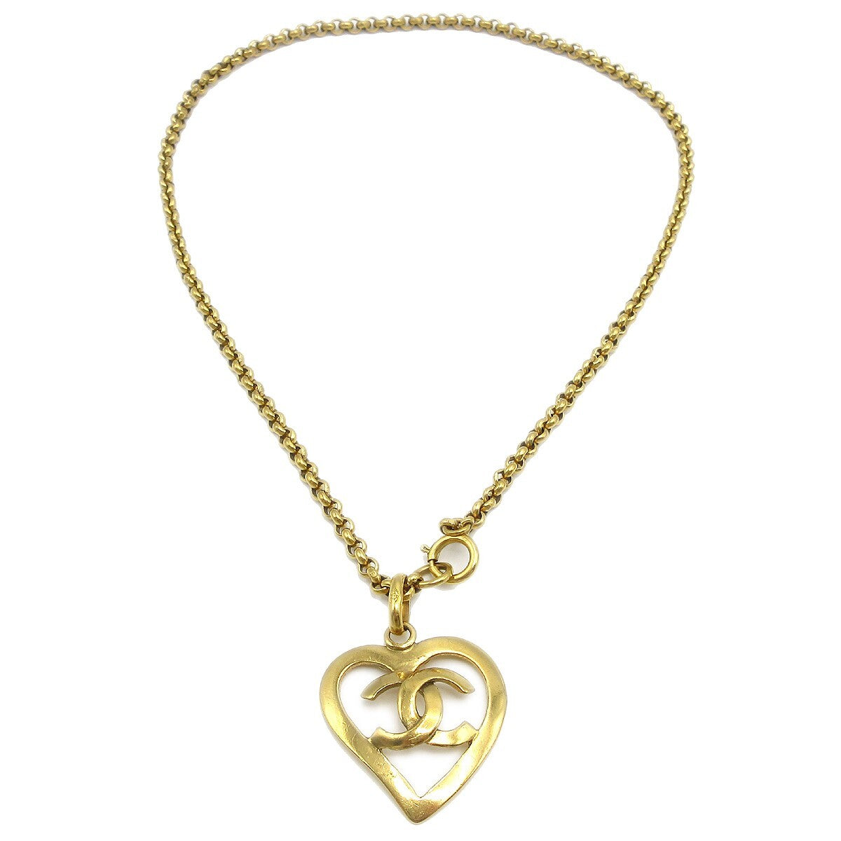 Chanel CC Heart Pendant Necklace Metal
