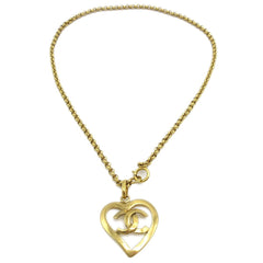 Chanel CC Heart Pendant Necklace Metal