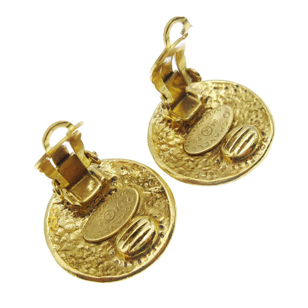 Chanel CC Button Clip-On Earrings Metal