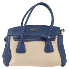 Prada Cuir Frame Convertible Tote Canvas and Saffiano Leather