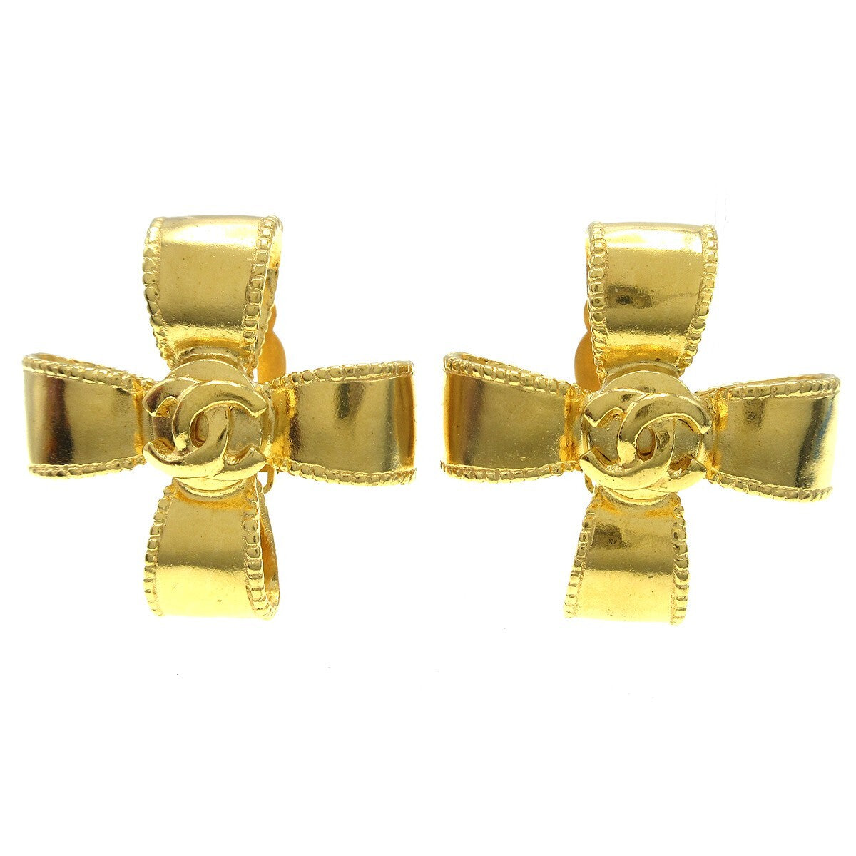 Chanel Vintage CC Clover Clip-On Earrings Metal